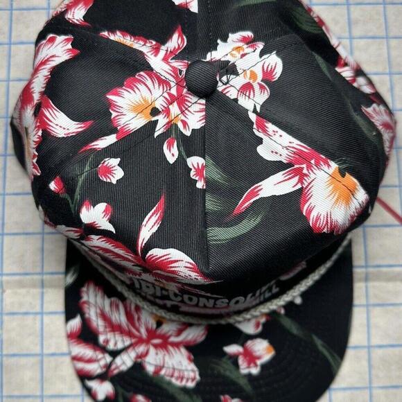 Vintage Hawaiian Print SnapBack Hat Paddy Cap Black 1980’s West Tacoma ABITIBI - Picture 6 of 6